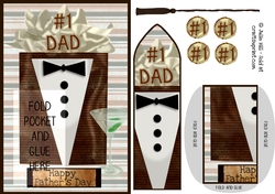 #1 Dad fathers day tuxedo bookmark with pocket card sheet