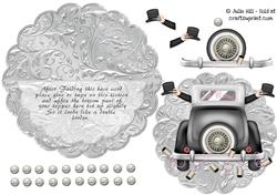 Mr and Mr wedding car scalloped rocker card sheet