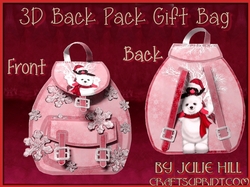 Polar bear and penguin pink snow back pack gift bag