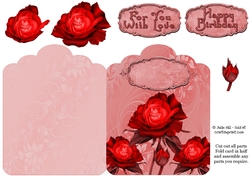 Red roses pink scallop top card