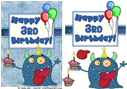 Monster alien 3rd birthday card