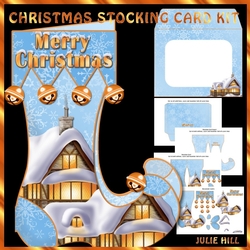 Christmas snowy cottage stocking card kit