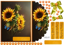 Sunflowers get well soon mock envelope card sheet