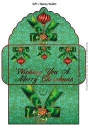 Christmas decorations and bows gift money wallet
