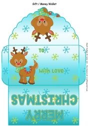 Reindeer and snowflakes Teal and blue money wallet