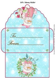 Christmas joyful hearts snowman red gift money wallet