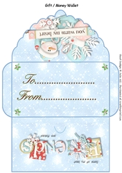 Christmas snowflake friends blue gift money wallet