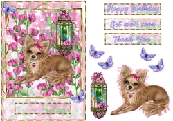 Chihuahua mosaic gold frame quick card