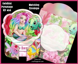 Gate fold Pyramage Card kit pink mermaid