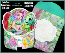 Gate fold Pyramage Card kit green mermaid