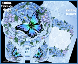 Gate fold Pyramage Card kit forget me not butterfly