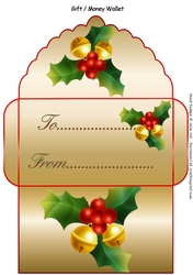 Holly bells gift money wallet