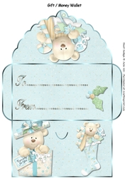 Holiday bear charm gift card money wallet