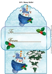 snowman and christmas tree money wallet