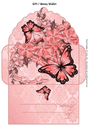 Forget me not salmon butterfly gift money wallet