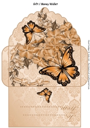 Forget me not orange butterfly gift money wallet