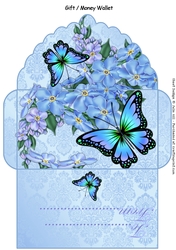 Forget me not blue butterfly gift money wallet