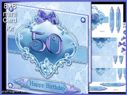 50 birthday blue damask mini kit