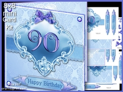 90 birthday blue damask mini kit