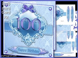 100 birthday blue damask mini kit