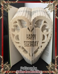 HB35 Happy Birthday ornate heart book folding pattern
