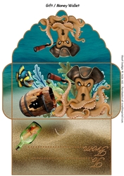 Octopus pirate gift money wallet