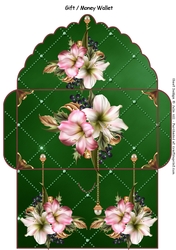 Festive Amaryllis green gift money wallet