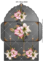 Festive Amaryllis grey gift money wallet