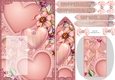 Salmon pink floral many hearts Valentine bookmark card sheet