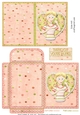 Girl on phone bear invitation thank you 2 notelet and envelope sheet