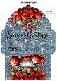 Seasons greetings blue poinsettia Christmas gift card money wallet