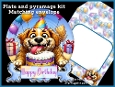 Cute birthday cake dog plate card kit with matching envelope