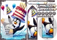 Funny penguin cake bookmark card