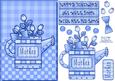 Rose Watering Can Mother Blue Birthday Card Sheet