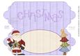 Santa and Tree Purple Scalloped Dl Christmas Card Insert