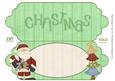 Santa and Tree Green Scalloped Dl Christmas Card Insert