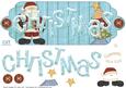 Santa and Tree Blue Scalloped Dl Christmas Card