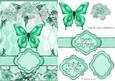 Teal Butterfly Floral Banner Card Sheet