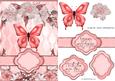 Pink Butterfly Floral Banner Card Sheet