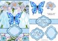 Blue Butterfly Floral Banner Card Sheet