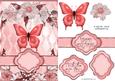 Butterfly Floral Banner Card Sheet Pinks