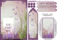 Butterfly garden purple bookmark card sheet