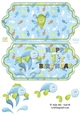 Fish splash 1st birthday scallop edge card.