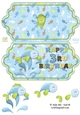 Fish splash 3rd birthday scallop edge card.