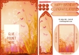 Butterfly garden bookmark card sheet in orange