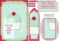 Cupcake bookmark card sheet with pink lace border
