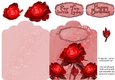 Red roses pink scallop top card