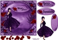 Purple dress gothic red rose with decoupage