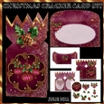 Christmas cracker burgundy decorations and holly card kit