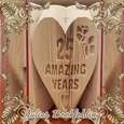 25 amazing years heart with rose book folding pattern